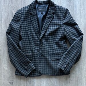 Banana Republic Gray and Navy Checkered Blazer